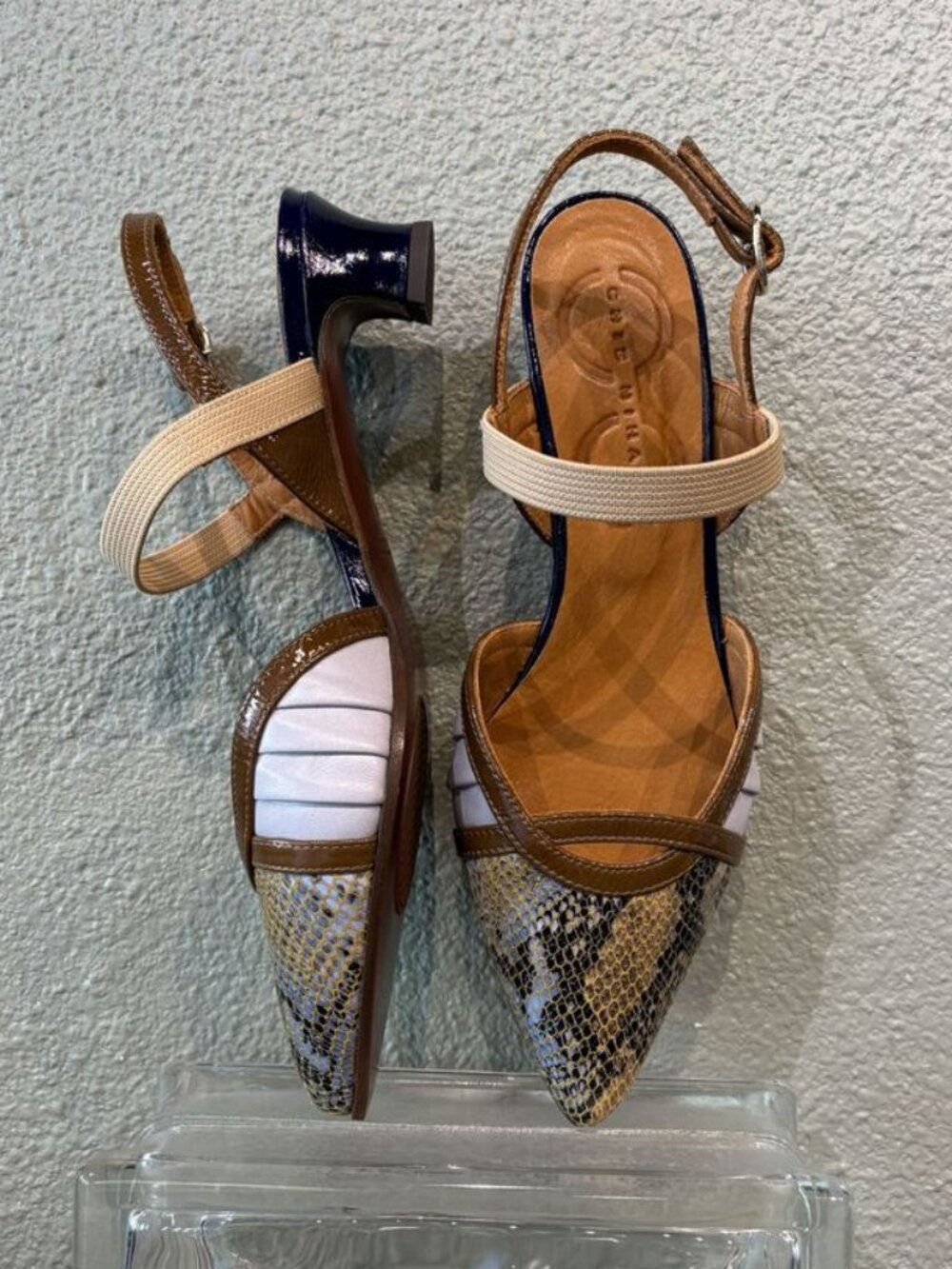 Chie Mihara Hagi Sirpa Blue Multi Kitten Heel